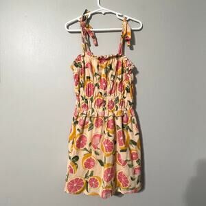 GB Girls 6X Grapefruit Print Dress Tie Strap Elastic Lined Summer